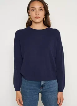 Sud Express Jumpers & Cardigans|Pull Col Rond A Maille Douce Marine Melaniae