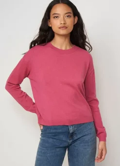 Sud Express Jumpers & Cardigans|Pull Col Rond A Maille Douce Vieux Rose Melaniae