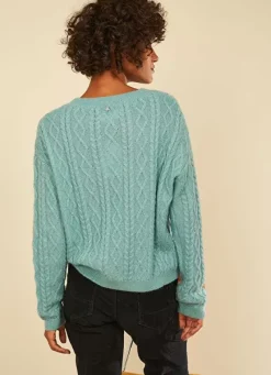 Sud Express Jumpers & Cardigans|Pull Col Rond Avec Jeu De Torsades Neptune Madil