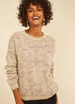 Sud Express Jumpers & Cardigans|Pull Col Rond Ecru Chine Manona