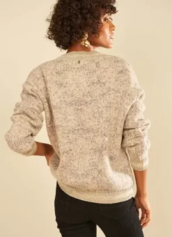 Sud Express Jumpers & Cardigans|Pull Col Rond Ecru Chine Manona