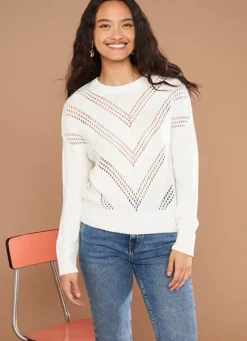 Sud Express Jumpers & Cardigans|Pull Col Rond Ecru Maribelle