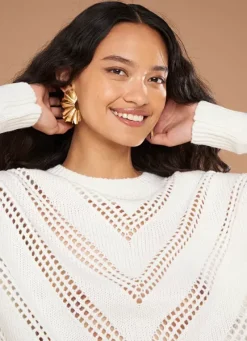 Sud Express Jumpers & Cardigans|Pull Col Rond Ecru Maribelle