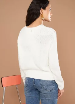 Sud Express Jumpers & Cardigans|Pull Col Rond Ecru Maribelle