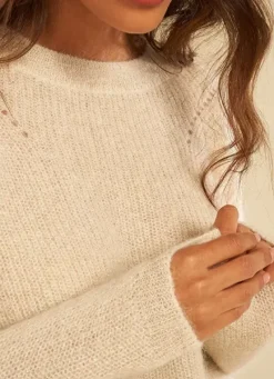 Sud Express Jumpers & Cardigans|Pull Col Rond Ecru Moncoeurox