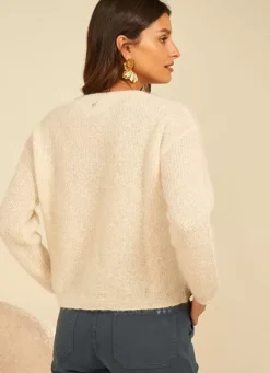 Sud Express Jumpers & Cardigans|Pull Col Rond Ecru Moncoeurox