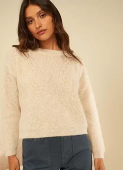 Sud Express Jumpers & Cardigans|Pull Col Rond Ecru Moncoeurox