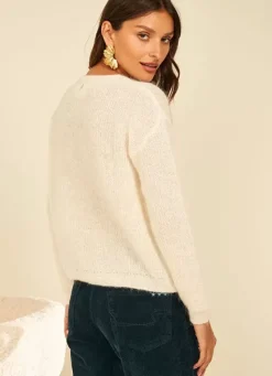 Sud Express Jumpers & Cardigans|Pull Col Rond Ecru Moncoeuro