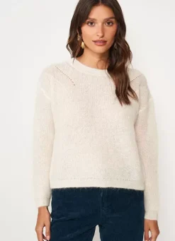 Sud Express Jumpers & Cardigans|Pull Col Rond Ecru Moncoeuro