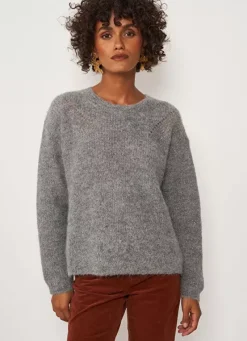 Sud Express Jumpers & Cardigans|Pull Col Rond Gris Moncoeurox