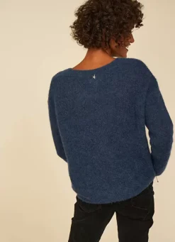 Sud Express Jumpers & Cardigans|Pull Col Rond Indigo Moncoeuro
