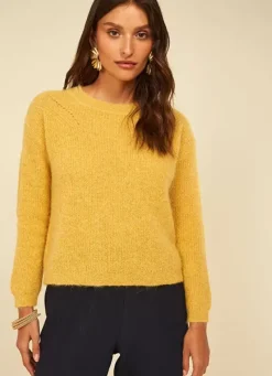 Sud Express Jumpers & Cardigans|Pull Col Rond Jaune Moncoeurox