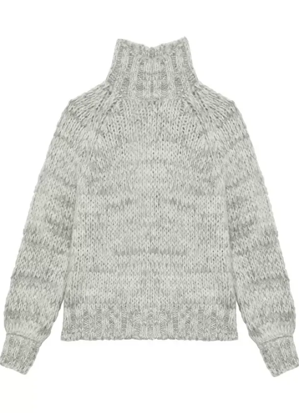 Sud Express Jumpers & Cardigans|Pull Col Rond Laine Melangee Perle Chine Maisie