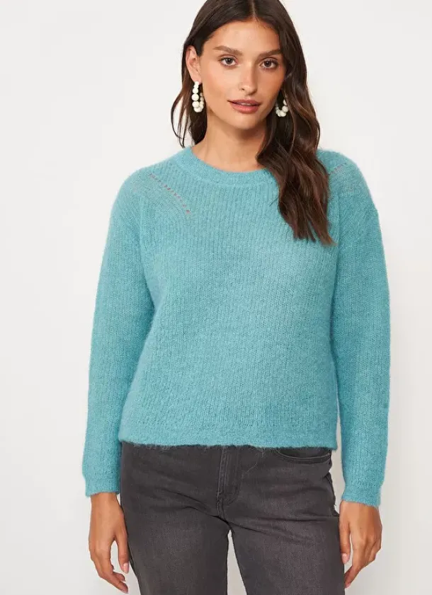 Sud Express Jumpers & Cardigans|Pull Col Rond Mint Moncoeuro