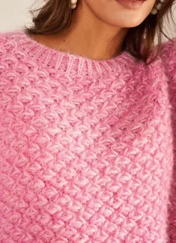 Sud Express Jumpers & Cardigans|Pull Col Rond Rose Mozere