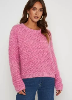 Sud Express Jumpers & Cardigans|Pull Col Rond Rose Mozere