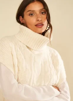 Sud Express Jumpers & Cardigans|Pull Col Roule Ecru Mishapi