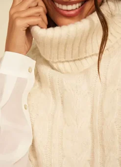 Sud Express Jumpers & Cardigans|Pull Col Roule Ecru Mishapi