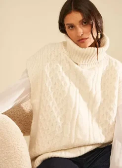 Sud Express Jumpers & Cardigans|Pull Col Roule Ecru Mishapi