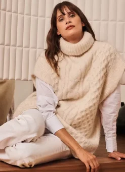 Sud Express Jumpers & Cardigans|Pull Col Roule Ecru Mishapi