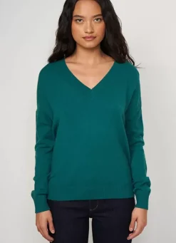 Sud Express Jumpers & Cardigans|Pull Col V A Maille Douce Bouteille Marseillan