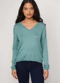Sud Express Jumpers & Cardigans|Pull Col V A Manches Longues Amande Madia