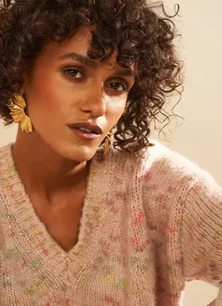 Sud Express Jumpers & Cardigans|Pull Col V A Sequins Poudre Marissa