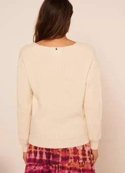 Sud Express Jumpers & Cardigans|Pull Col V Ecru Mathia