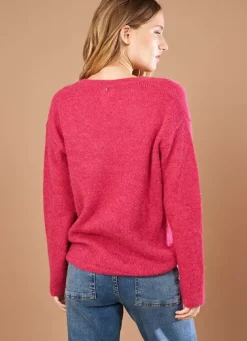 Sud Express Jumpers & Cardigans|Pull Col V En Mohair Framboise Mannakay