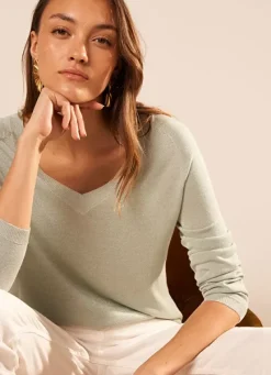Sud Express Jumpers & Cardigans|Pull Col V Irise Amande Madeleine