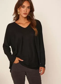 Sud Express Jumpers & Cardigans|Pull Col V Sans Emmanchures Noir Maboutou