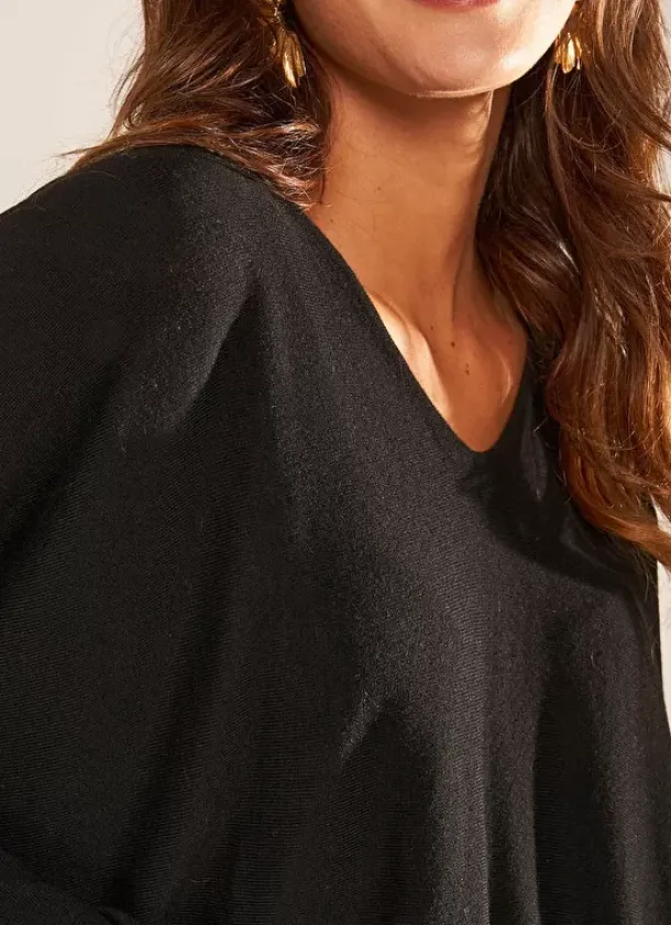 Sud Express Jumpers & Cardigans|Pull Col V Sans Emmanchures Noir Maboutou