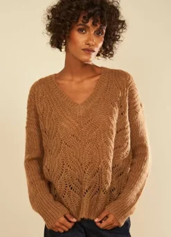 Sud Express Jumpers & Cardigans|Pull Col V Vison Margot
