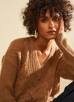 Sud Express Jumpers & Cardigans|Pull Col V Vison Margot