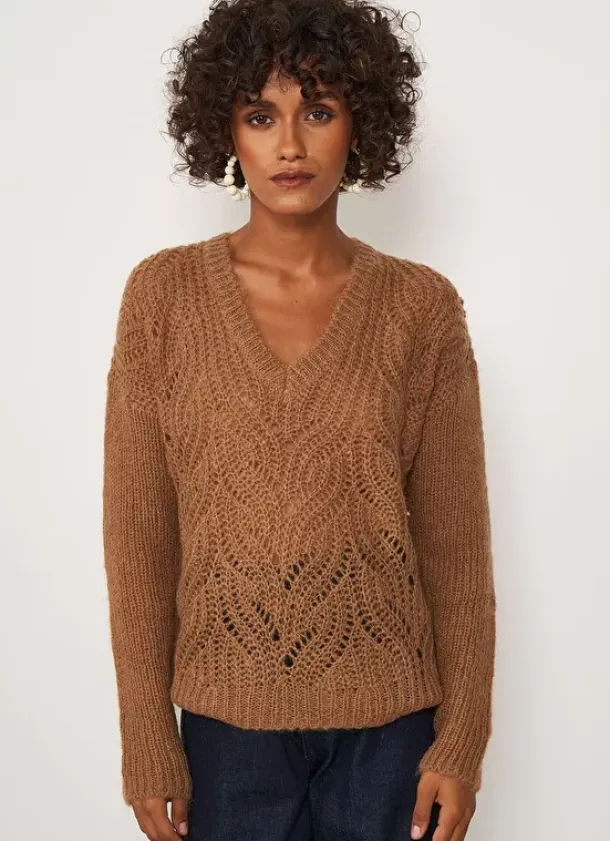 Sud Express Jumpers & Cardigans|Pull Col V Vison Margot