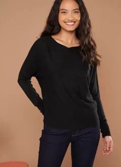 Sud Express Jumpers & Cardigans|Pull Court A Col Bateau Noir Moanae