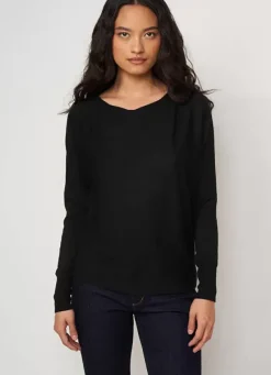 Sud Express Jumpers & Cardigans|Pull Court A Col Bateau Noir Moanae