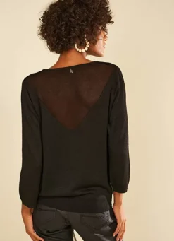 Sud Express Jumpers & Cardigans|Pull Details Transparents Noir Mory