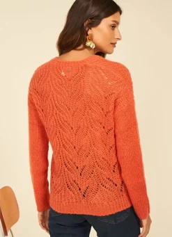 Sud Express Jumpers & Cardigans|Pull Encolure V Abricot Margot