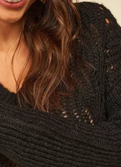 Sud Express Jumpers & Cardigans|Pull Encolure V Noir Margot