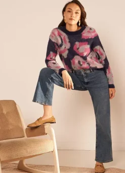Sud Express Jumpers & Cardigans|Pull Imprime Fleuri Marine Muscari
