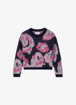 Sud Express Jumpers & Cardigans|Pull Imprime Fleuri Marine Muscari
