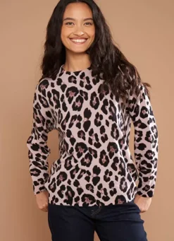 Sud Express Jumpers & Cardigans|Pull Leopard 100% Cachemire Camel Maricka