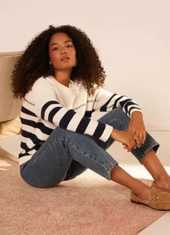 Sud Express Jumpers & Cardigans|Pull Mariniere Ecru Miramas
