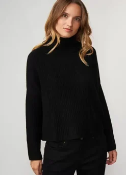Sud Express Jumpers & Cardigans|Pull Pur Cachemire A Cotes Noir Monetalou