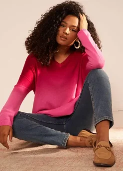 Sud Express Jumpers & Cardigans|Pull Tie&Dye 100% Cachemire Framboise Monjack