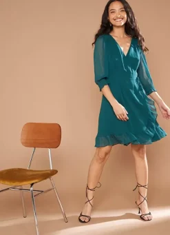 Sud Express Dresses & Overall|Robe Cache-Coeur A Manches Longues Bouteille Rokima