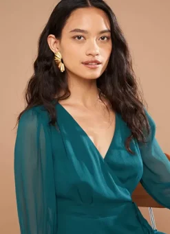Sud Express Dresses & Overall|Robe Cache-Coeur A Manches Longues Bouteille Rokima