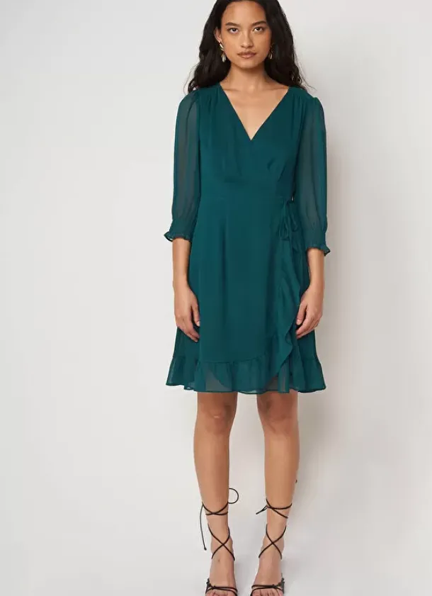Sud Express Dresses & Overall|Robe Cache-Coeur A Manches Longues Bouteille Rokima