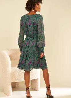 Sud Express Dresses & Overall|Robe Courte Imprimee Vert Rowie